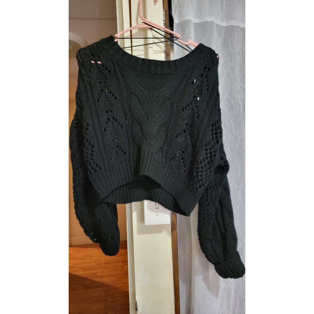 off the shoulder cropped sweater